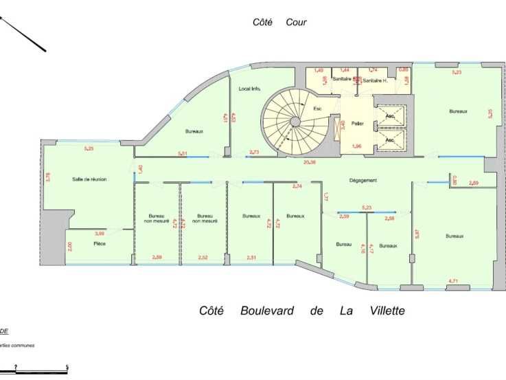 Location bureaux 253 m² non divisibles