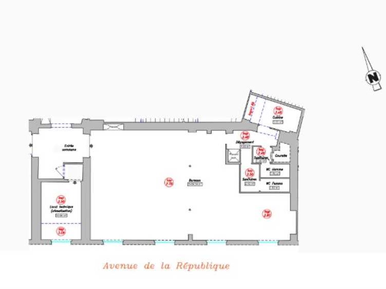Location bureaux 121 m² non divisibles
