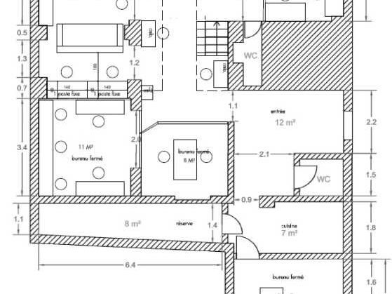 Location bureaux 187 m² non divisibles