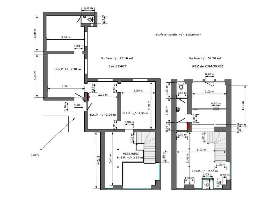 Location bureaux 130 m² non divisibles