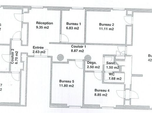 Location bureaux 155 m² non divisibles