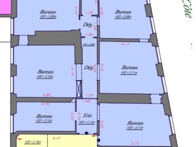 Location bureaux 124 m² non divisibles