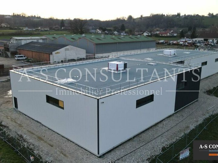 A louer, avant-pays Savoyard (38490), 10 minutes accès autoroute A 43 (sortie Les Abrêts), 1 heure de Lyon, 25 minutes de Chambéry, entrepôt artisanal ou de stockage de 731 m² avec bureaux aménagés - et mezzanine, accès gros porteurs, parkings.