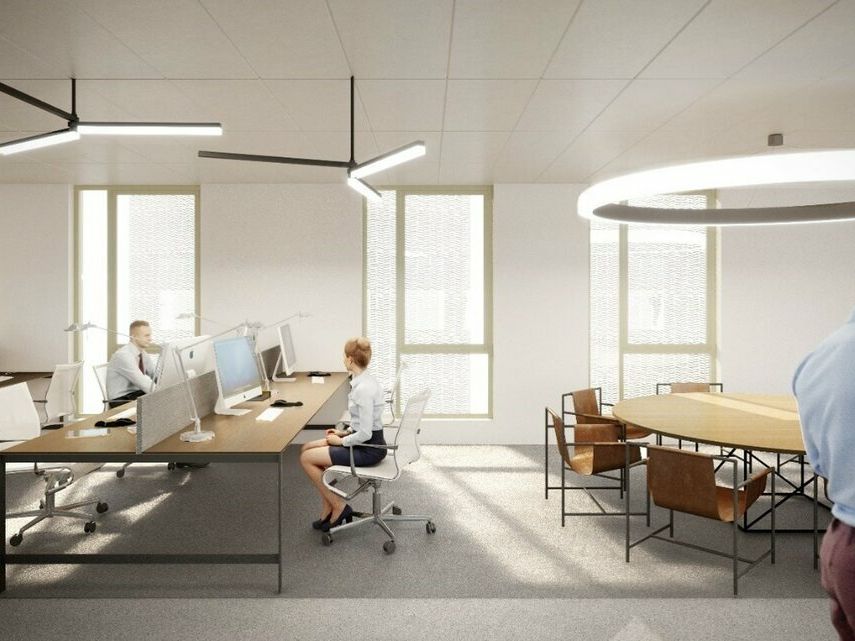 En façade de l'avenue Jean-Jaurès, cet immeuble tertiaire, avec un socle commercial développe 2 661 m². Cet immeuble occupe une position stratégique à l'entrée du parc d'activité.