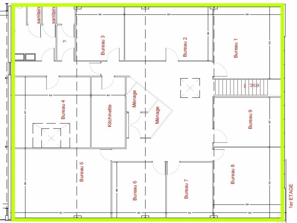 Location bureaux 340 m² non divisibles