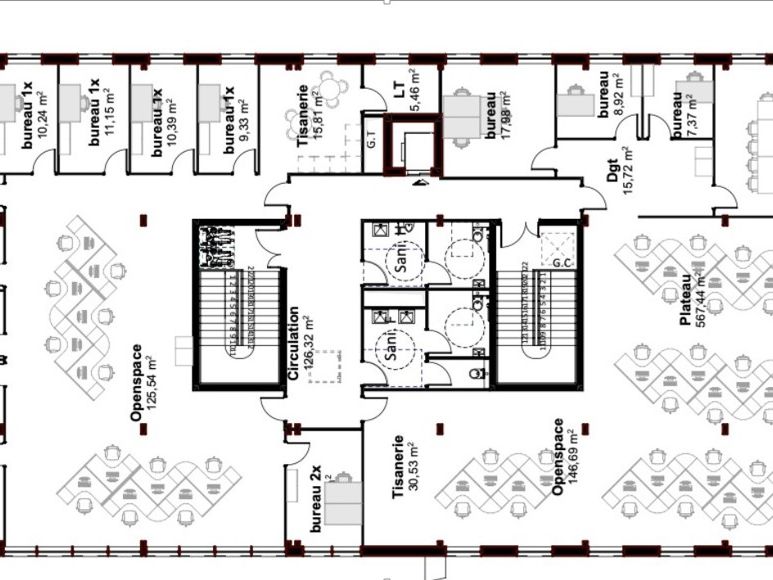 Location bureaux 950.00 m² non divisibles