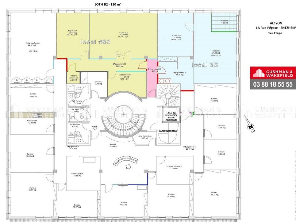 Location bureaux 210 m² divisibles à partir de 100 m²