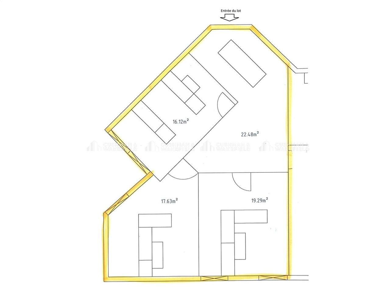 Location bureaux 335 m² divisibles à partir de 83 m²