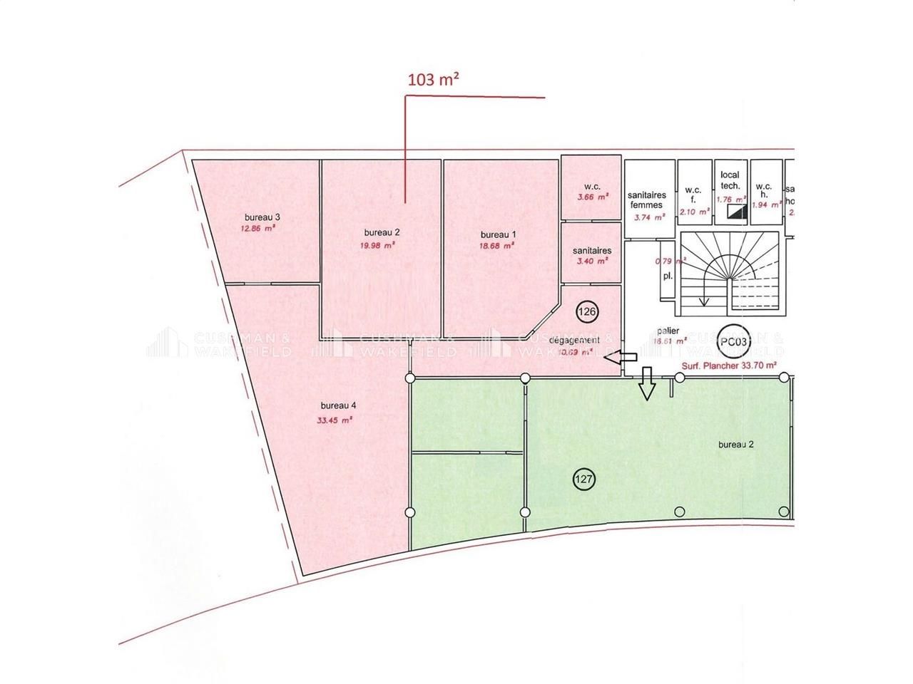 Vente bureaux 338 m² divisibles à partir de 103 m²