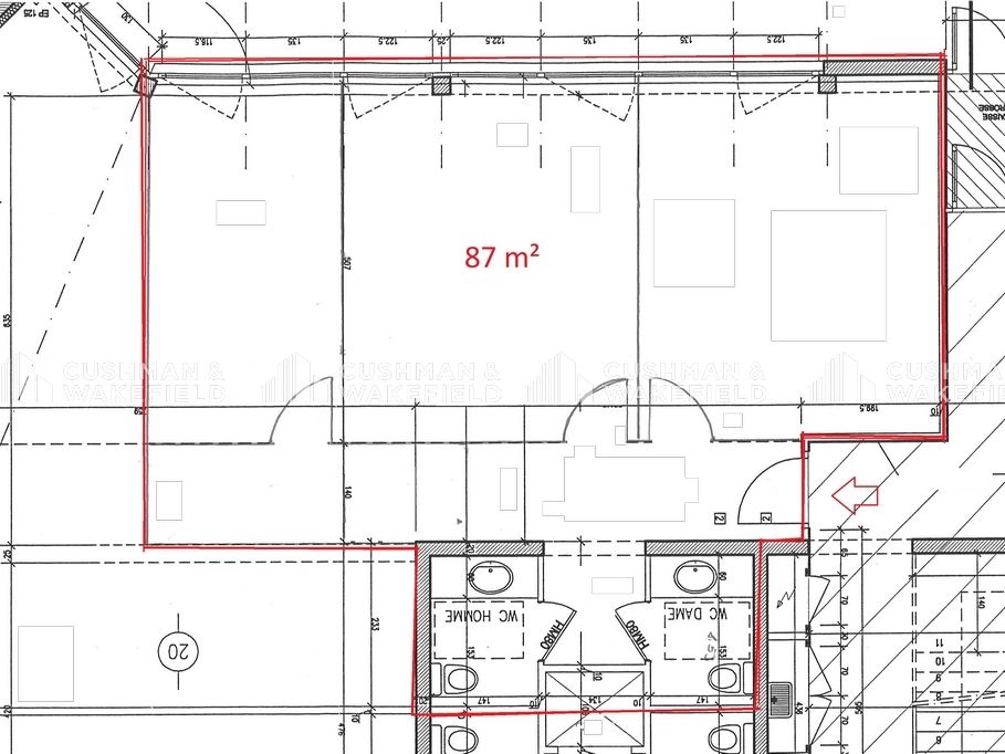 Location bureaux 87 m² non divisibles