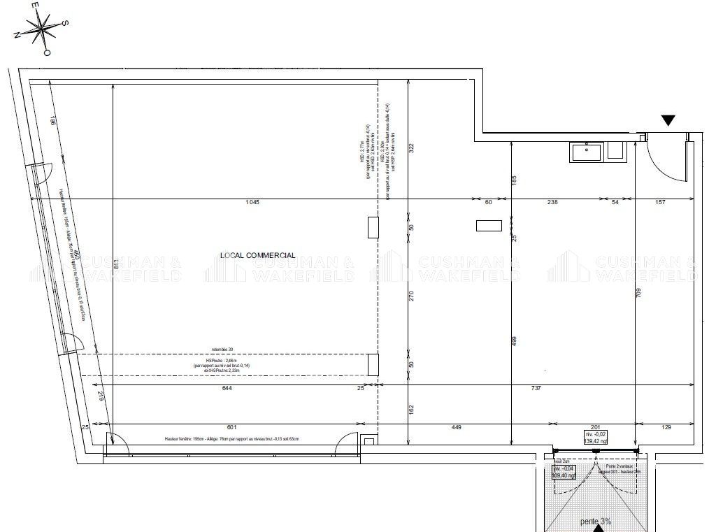 Vente locaux commerciaux 117 m² non divisibles