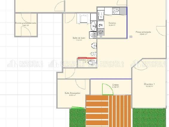 Location bureaux 107 m² non divisibles