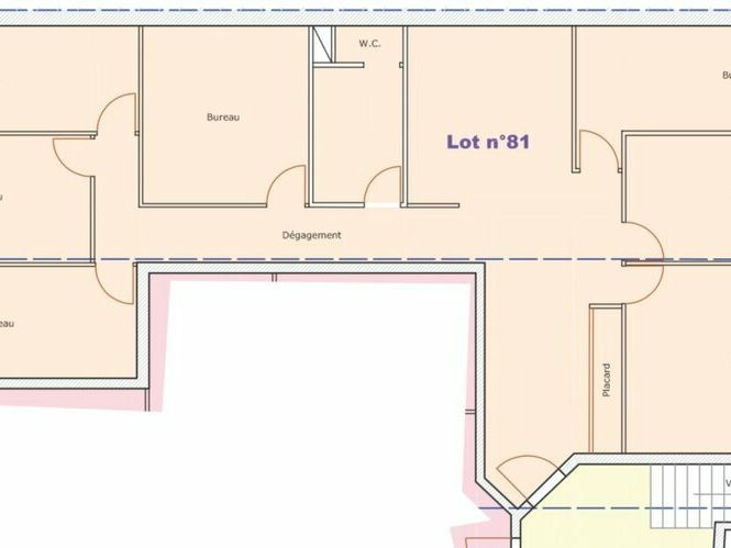 Location bureaux 170 m² non divisibles