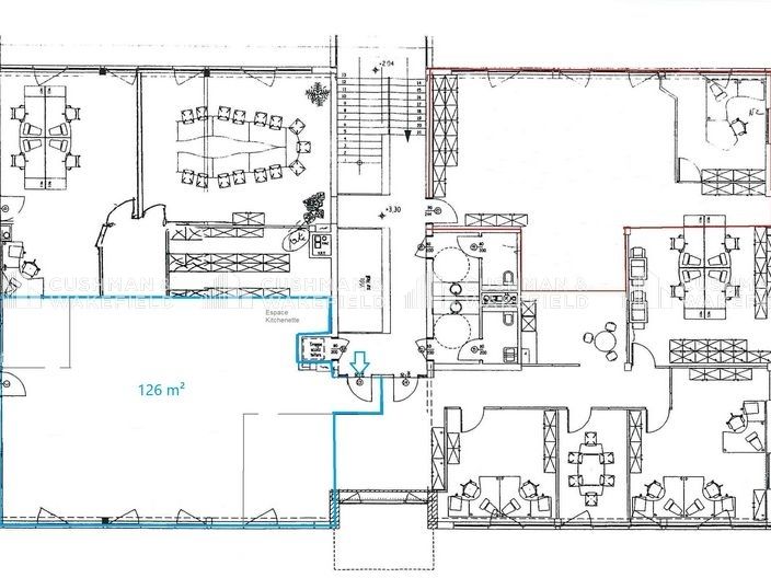 Location bureaux 412 m² divisibles à partir de 126 m²