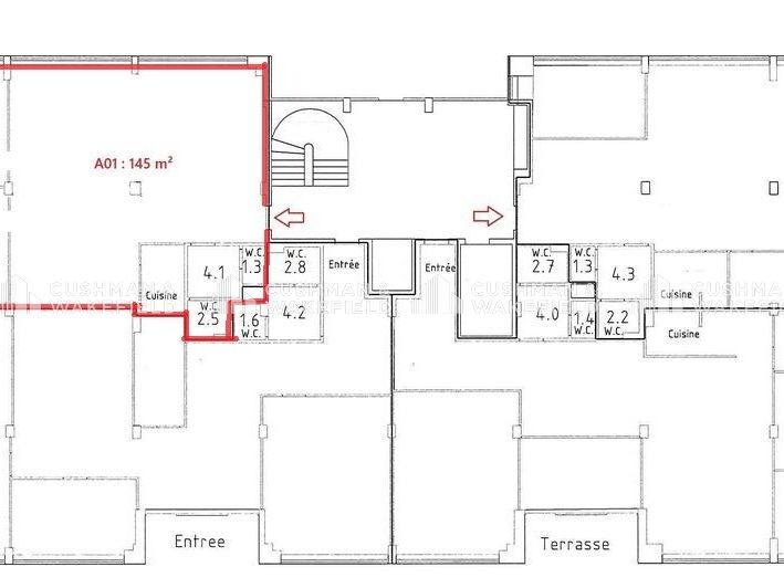 Location bureaux 632 m² divisibles à partir de 145 m²