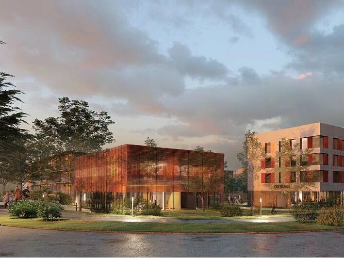 Valoris Real Estate vous propose un local commercial dans un immeuble neuf à haute performance environnementale certifié BREEAM Very Good de 761 m² sur deux niveaux, idéalement situé à seulement 200 mètres de la frontière suisse.