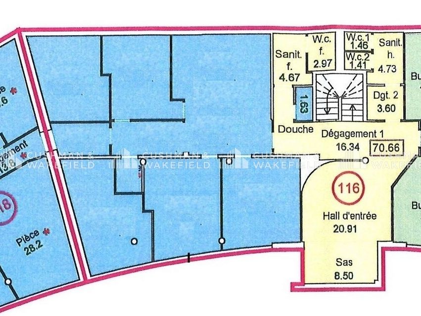 Location bureaux 216 m² divisibles à partir de 77 m²