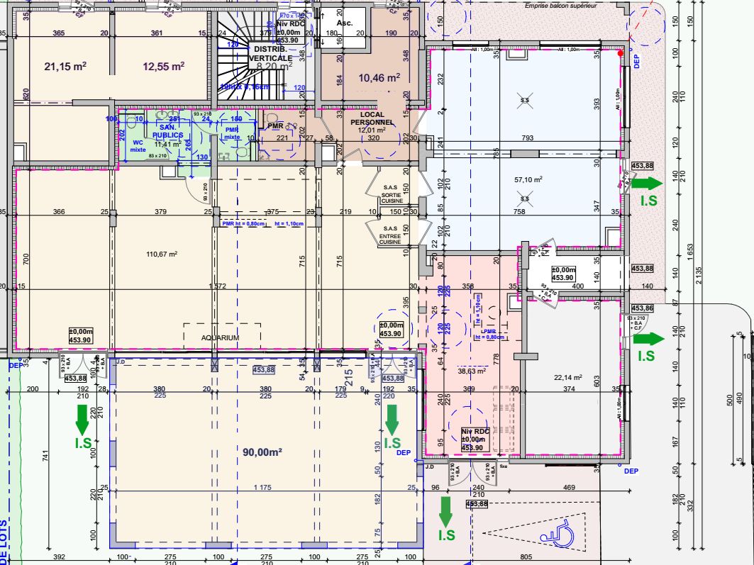 Location commerces 381 m² non divisibles