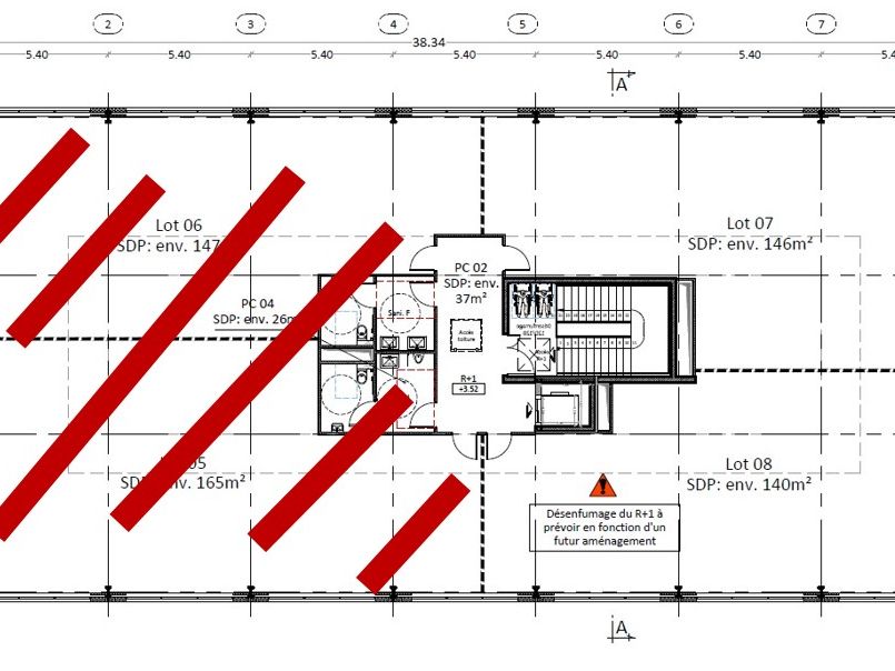Vente bureaux 359.30 m² non divisibles