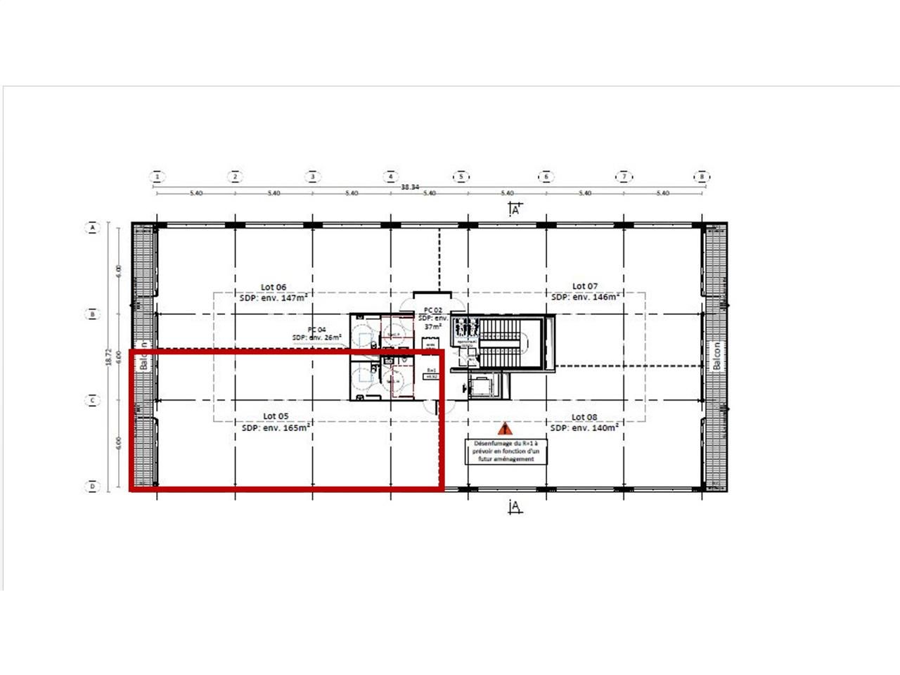 Vente bureaux 165.00 m² non divisibles