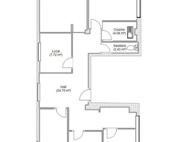 Location bureaux 114 m² non divisibles