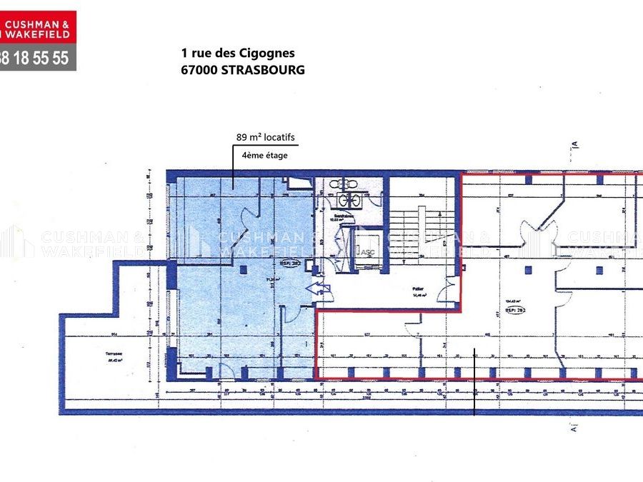 Location bureaux 89 m² non divisibles