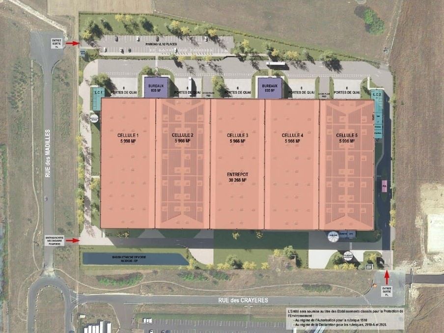 Location entrepôts 5998 m² divisibles à partir de 5966 m²