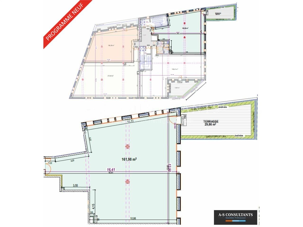Vente bureaux 162 m² non divisibles