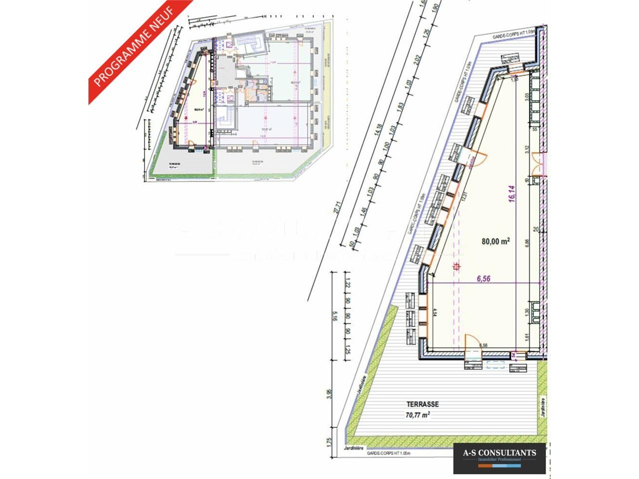 Vente bureaux 80 m² non divisibles