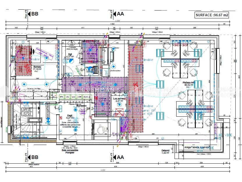 Location bureaux 90 m² non divisibles