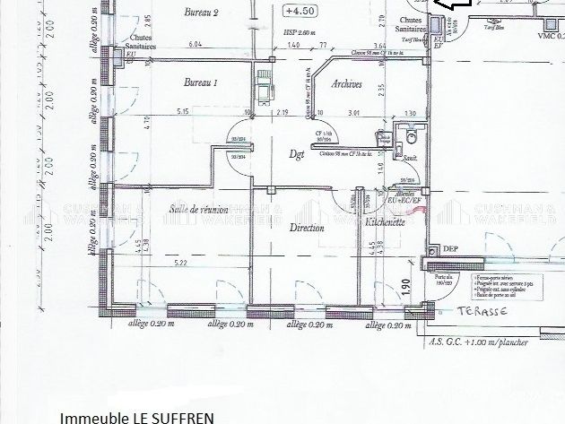 Location bureaux 165 m² non divisibles