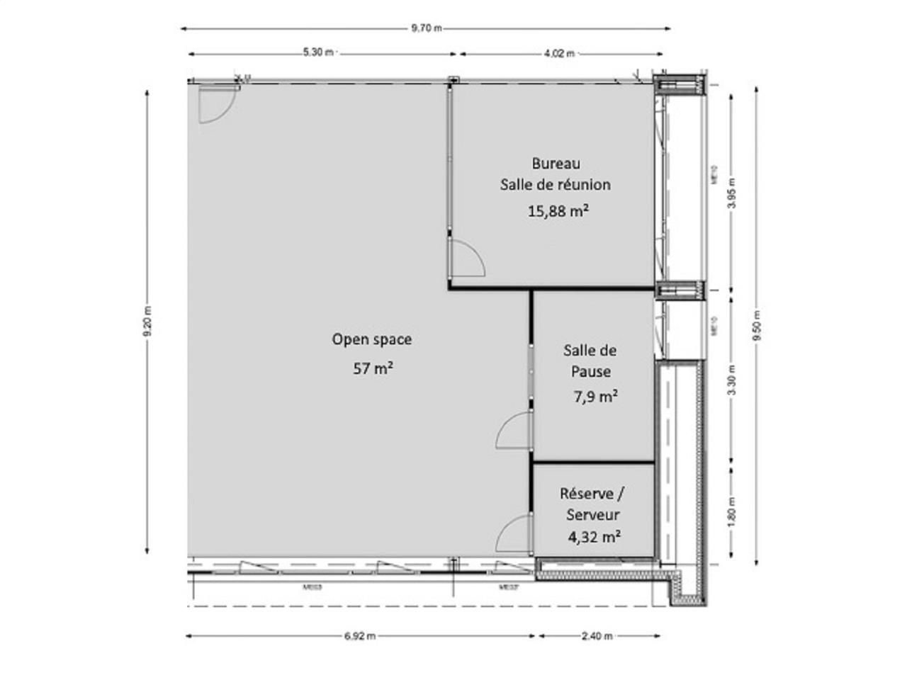 Location bureaux 86 m² à Caen
