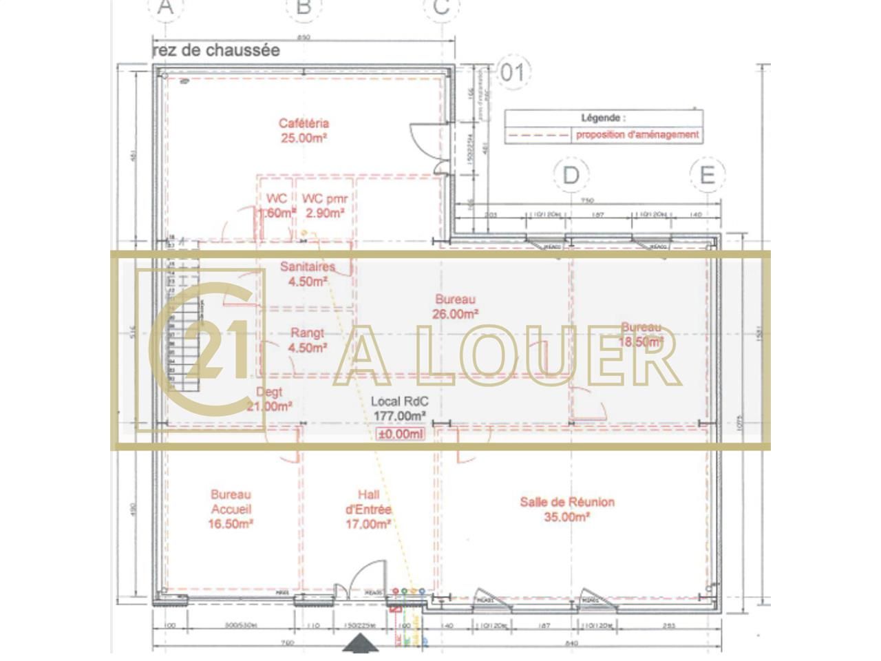 Location bureaux 280.00 m² à FLEURY SUR ORNE