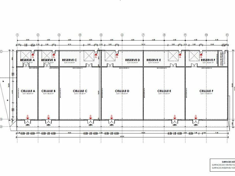 A louer / A vendre cellules commerciales en BEFA / VEFA, 1120 m² divisibles, Tarbes