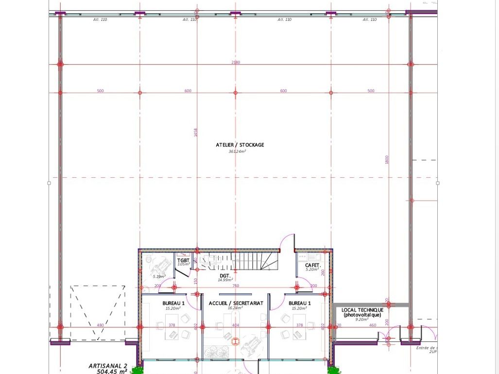 Location activites 504.00 m² non divisibles