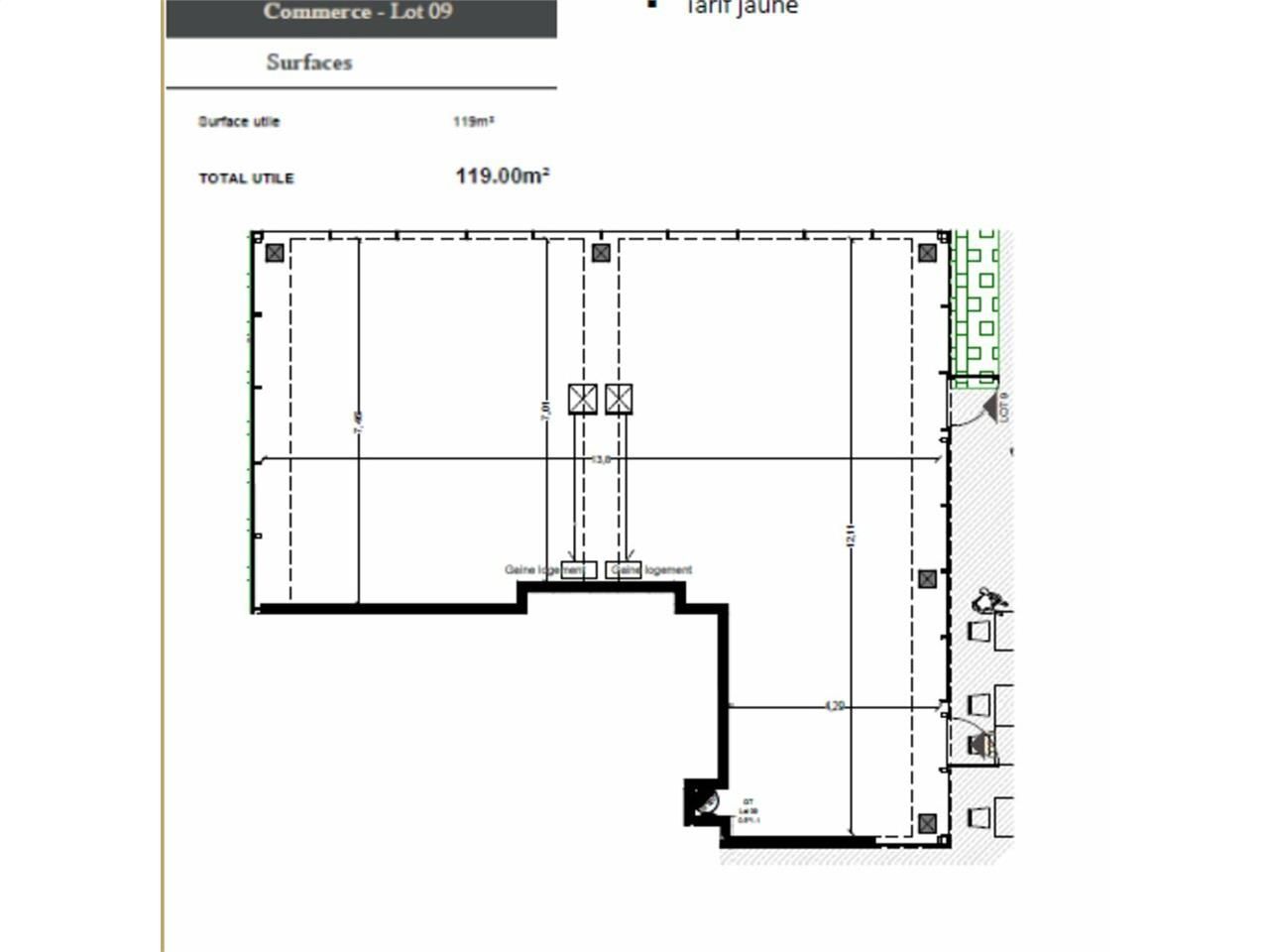 Vente local commercial 119 m² non divisibles