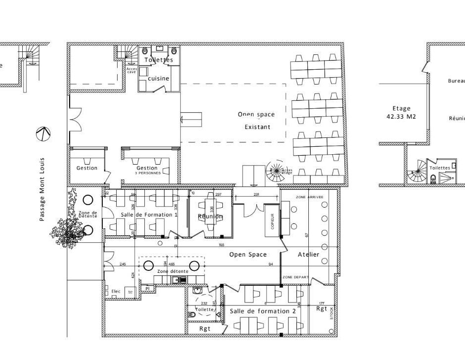 Location bureaux 351 m² non divisibles