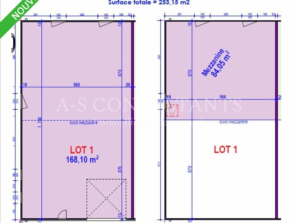 Location entrepot 253 m² non divisibles
