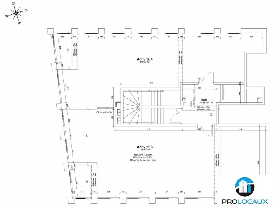Vente bureaux 89.69 m² non divisibles