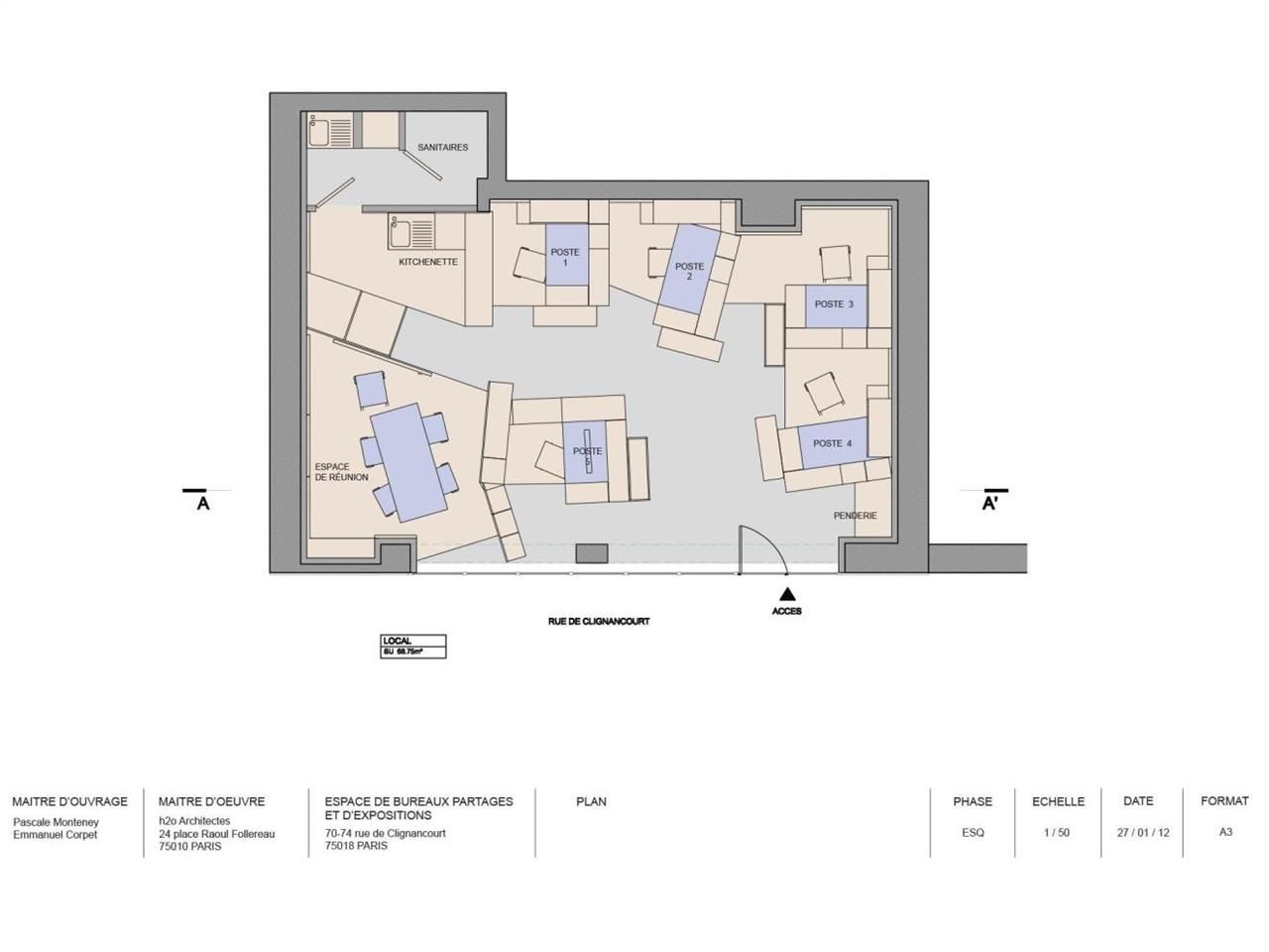 Vente bureaux 65 m² non divisibles