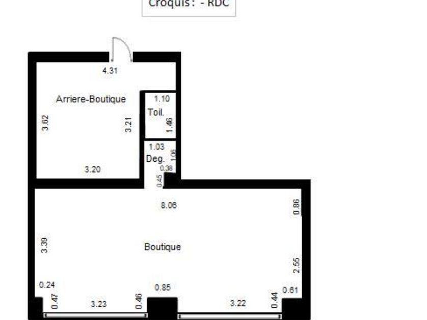 Location local commercial 46 m² non divisibles