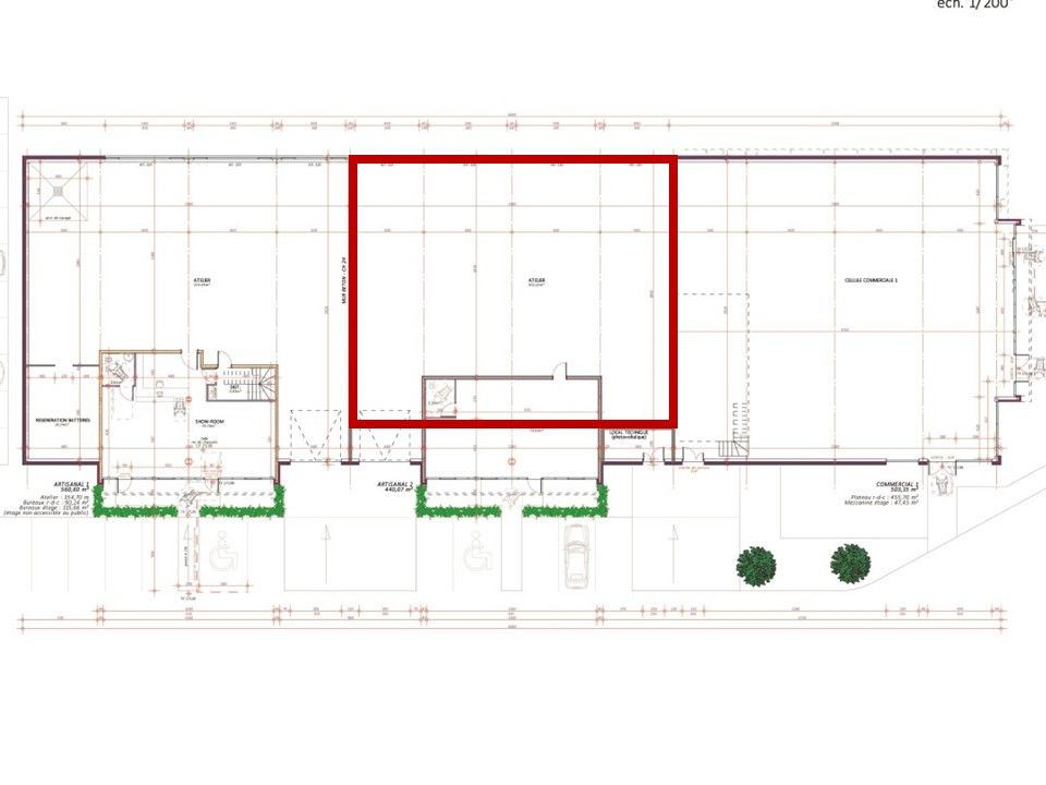 Location activites 440.00 m² non divisibles