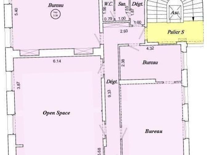 Location bureaux 170 m² non divisibles