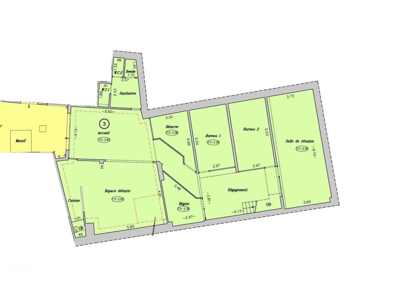 Vente bureaux 280 m² non divisibles