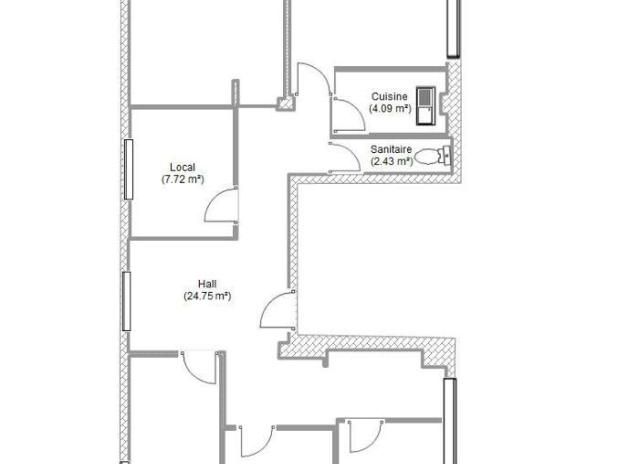 Location bureaux 114 m² non divisibles