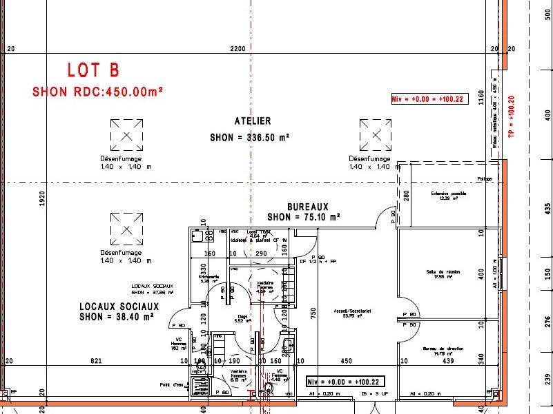 Location bureaux 450.00 m² non divisibles