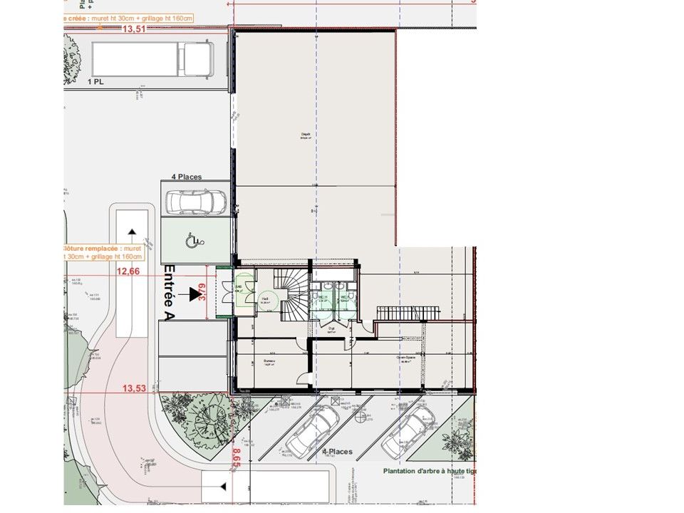 Location activites 458.29 m² non divisibles