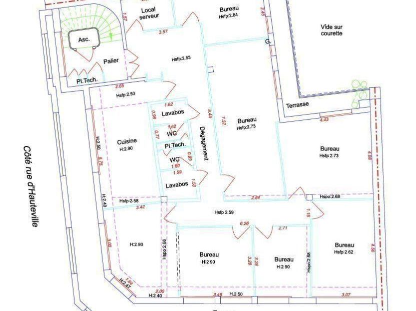 Location bureaux 156 m² non divisibles