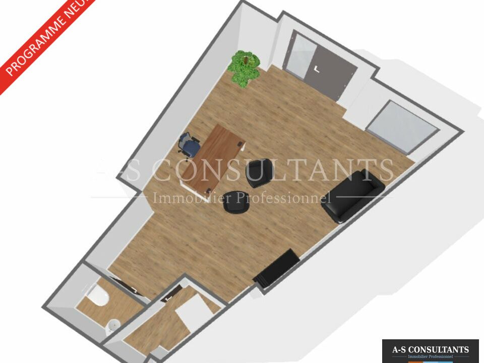 A LOUER Chambéry (73000) - nouvel éco-quartier ancien site "Vétrotex" - bureau ou local commercial neuf en rez de chaussée avec vitrines - entièrement équipé et climatisé - 1 place de stationnement couverte incluse - 