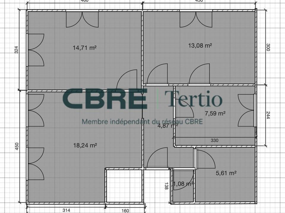 Location bureaux 65 m² non divisibles